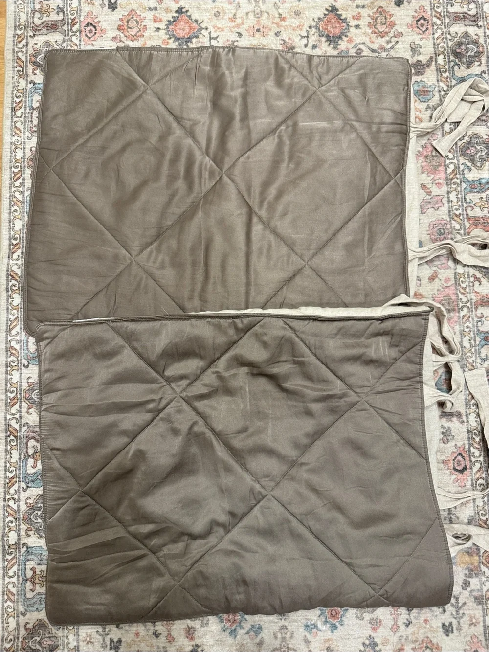 2/ Pottery Barn | Linen Silk Cotton Diamond Quilted Tie Pillow Shams